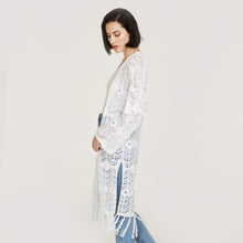 Load image into Gallery viewer, Open Pointelle Fringed Maxi Duster
