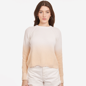 Dip Dye Scallop Shaker Crew in Bleach White/Latte