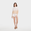 Dip Dye Scallop Shaker Crew in Bleach White/Latte