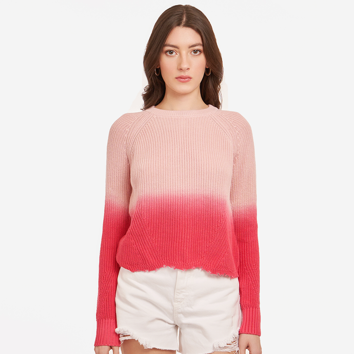 Dip Dye Scallop Shaker Crew in Pink Rose
