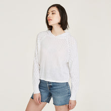 Load image into Gallery viewer, Mixed Stitch Hoodie in Bleach White by Autumn Cashmere. Women&#39;s Cotton Breathable Hoodie Lightweight Pullover. 100% Cotton from Italy