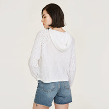 Load image into Gallery viewer, Mixed Stitch Hoodie in Bleach White by Autumn Cashmere. Women&#39;s Cotton Breathable Hoodie Lightweight Pullover. 100% Cotton from Italy