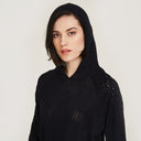 Mixed Stitch Hoodie in Navy Blue by Autumn Cashmere. Women's Cotton Breathable Hoodie Lightweight Pullover. 100% Cotton from Italy