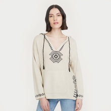 Load image into Gallery viewer, Baja Hoodie Tunic in Hemp/Black by Autumn Cashmere. Women&#39;s Beige Hoodie. 100% Cotton