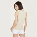 Sleeveless Shaker Crew in Hemp Beige by Autumn Cashmere. Women's Long Sleeveless Top. 100% Cotton