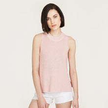 Load image into Gallery viewer, Sleeveless Shaker Crew in Pink Rose by Autumn Cashmere. Women&#39;s Long Sleeveless Top. 100% Cotton