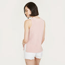 Sleeveless Shaker Crew in Pink Rose by Autumn Cashmere. Women's Long Sleeveless Top. 100% Cotton