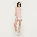 Sleeveless Shaker Crew in Pink Rose by Autumn Cashmere. Women's Long Sleeveless Top. 100% Cotton
