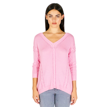 Load image into Gallery viewer, Angled Cable V-Neck in Dogwood