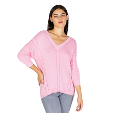 Load image into Gallery viewer, Angled Cable V-Neck in Dogwood