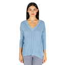 Angled Cable V-Neck in Stonewash