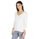 Angled Cable V-Neck in Bleach White