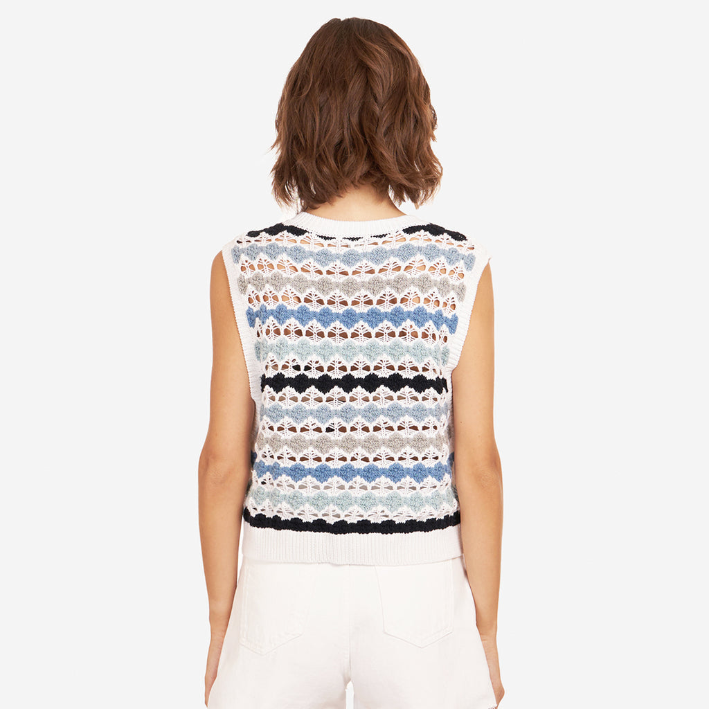 Women's Sleeveless Multi Pointelle Cropped Tabard Inserts by Autumn Cashmere. Cotton.