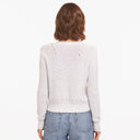 Women’s White Reverse Jersey Pointelle Crew Top by Autumn Cashmere. 100% Cotton.