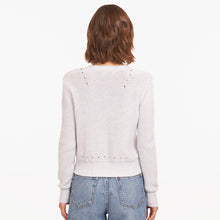 Load image into Gallery viewer, Women’s White Reverse Jersey Pointelle Crew Top by Autumn Cashmere. 100% Cotton.