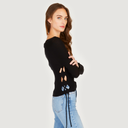Autumn Cashmere | Women's Rib Open Side Cropped Top in Black