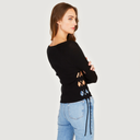 Autumn Cashmere | Women's Rib Open Side Cropped Top in Black