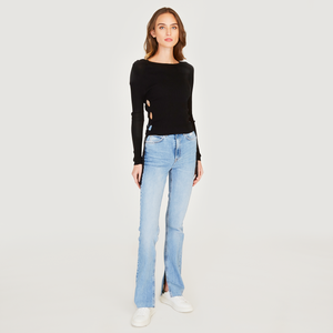 Autumn Cashmere | Women's Rib Open Side Cropped Top in Black