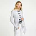Women's Cotton Rib Drape Cardigan in Platinum Grey by Autumn Cashmere.