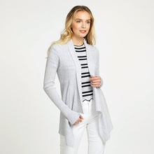 Load image into Gallery viewer, Women&#39;s Cotton Rib Drape Cardigan in Platinum Grey by Autumn Cashmere.