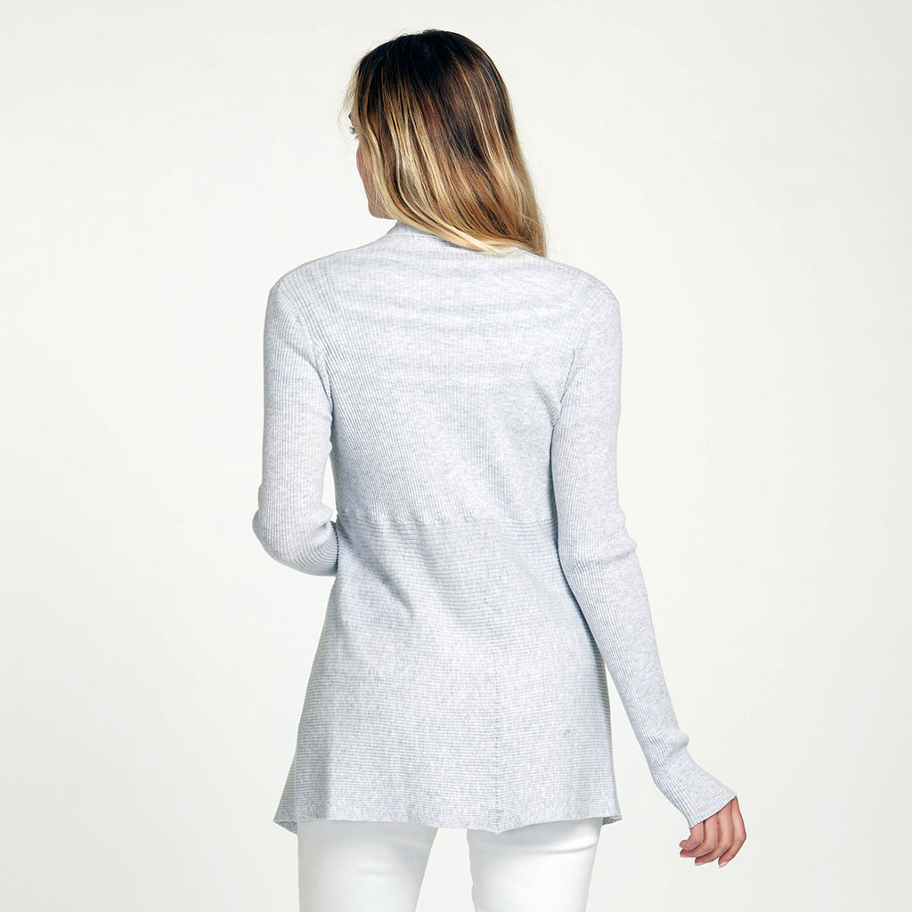 Women's Cotton Rib Drape Cardigan in Platinum Grey by Autumn Cashmere.