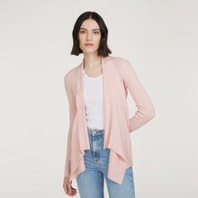 Load image into Gallery viewer, Women&#39;s Cotton Rib Drape Cardigan in Pink Rose by Autumn Cashmere