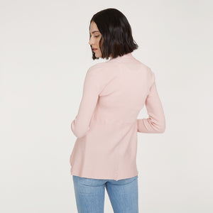 Women's Cotton Rib Drape Cardigan in Pink Rose by Autumn Cashmere