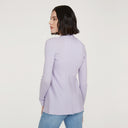 Women's Cotton Rib Drape Cardigan in Vapor Purple Lavender by Autumn Cashmere.