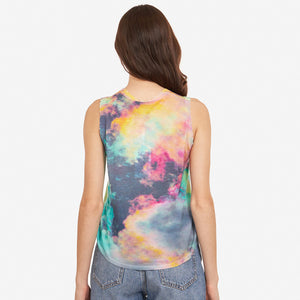 Women’s Distressed Edge Cloud Print Muscle Tee by Autumn Cashmere. 100% Cotton.