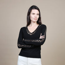 Load image into Gallery viewer, Open Pointelle V &amp; Sleeves in Black