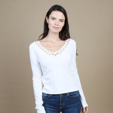 Load image into Gallery viewer, Open Pointelle V &amp; Sleeves in White