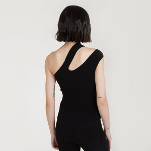 Shop the Slash One Shoulder Tank by Autumn Cashmere. Women's Single Shoulder Top in Black. Viscose Blend from Italy.