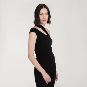 Shop the Slash One Shoulder Tank by Autumn Cashmere. Women's Single Shoulder Top in Black. Viscose Blend from Italy.