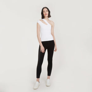 Shop the Slash One Shoulder Tank by Autumn Cashmere. Women's Single Shoulder Top in White. Viscose Blend from Italy.