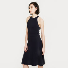 Load image into Gallery viewer, Racerback Halter Dress w/ Scallop Edges by Autumn Cashmere. Women&#39;s Halter Dress in Blue