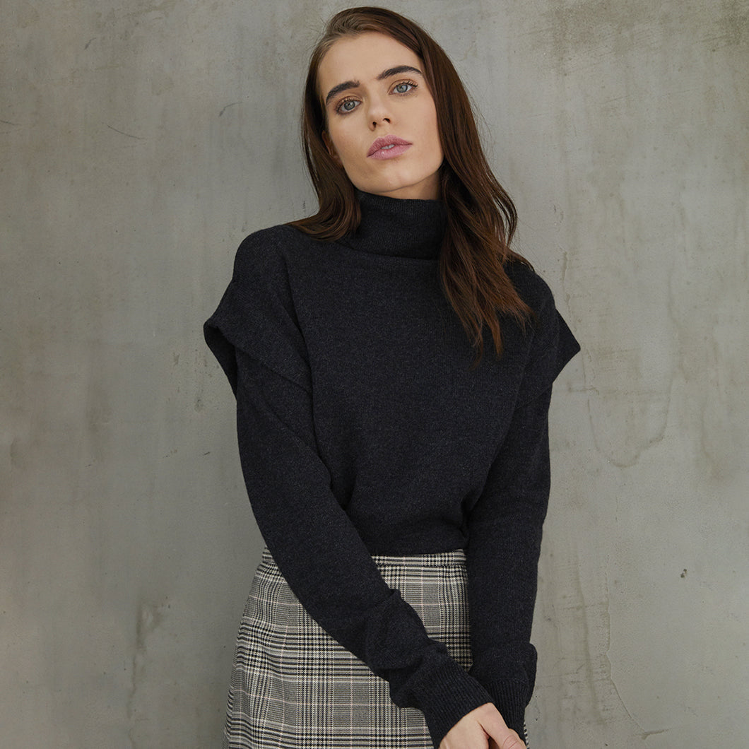 Flange Shoulder Turtleneck