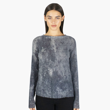 Load image into Gallery viewer, Rust Print Sheer Distressed Crew in Grey