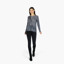 Load image into Gallery viewer, Rust Print Sheer Distressed Crew in Grey