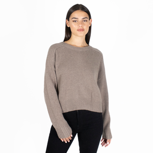 Cropped Boxy Crew Back Yoke in Bark