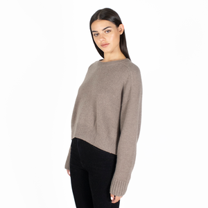 Cropped Boxy Crew Back Yoke in Bark