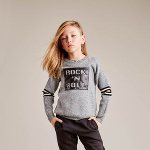 Rock N Roll Crew With Elbow Slits | Rock N Roll Sweater | Kids Clothing & Apparel | Autumn Cashmere