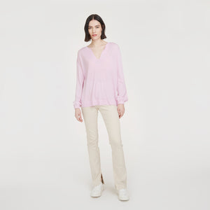 Balloon Sleeve Tunic in Beige or Pink by Autumn Cashmere. Women's Basic Spring/Summer Sweater. 100% Cashmere