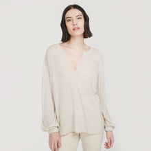 Load image into Gallery viewer, Balloon Sleeve Tunic in Beige or Pink by Autumn Cashmere. Women&#39;s Basic Spring/Summer Sweater. 100% Cashmere