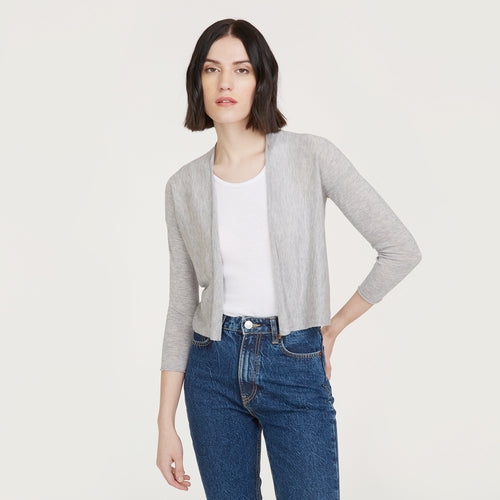 Women's Easy Crop Cardigan in Gray by Autumn Cashmere