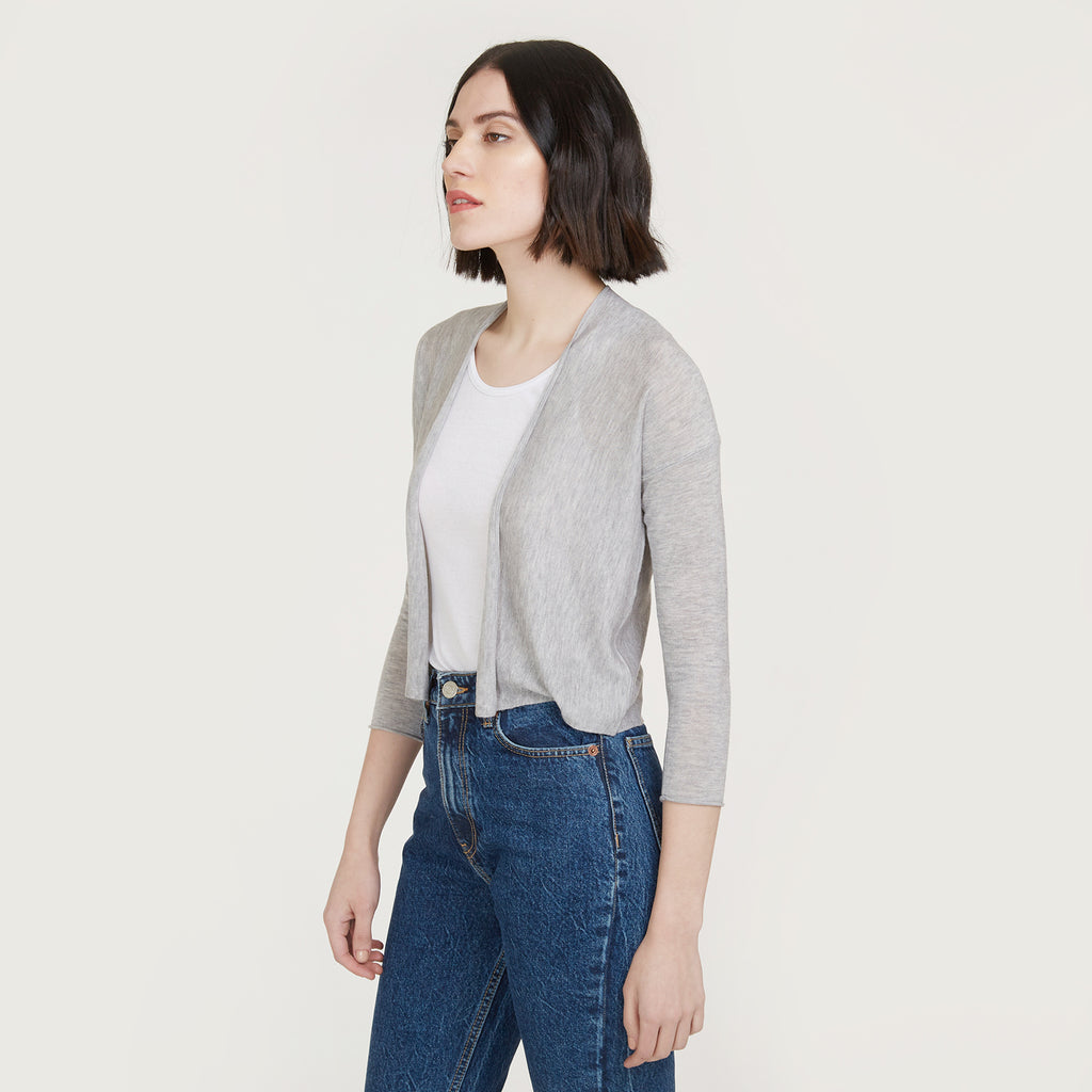 Women's Easy Crop Cardigan in Gray by Autumn Cashmere