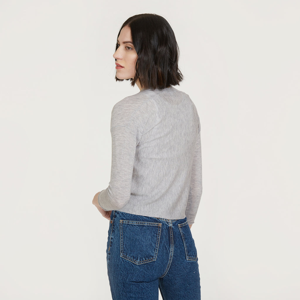 Women's Easy Crop Cardigan in Gray by Autumn Cashmere