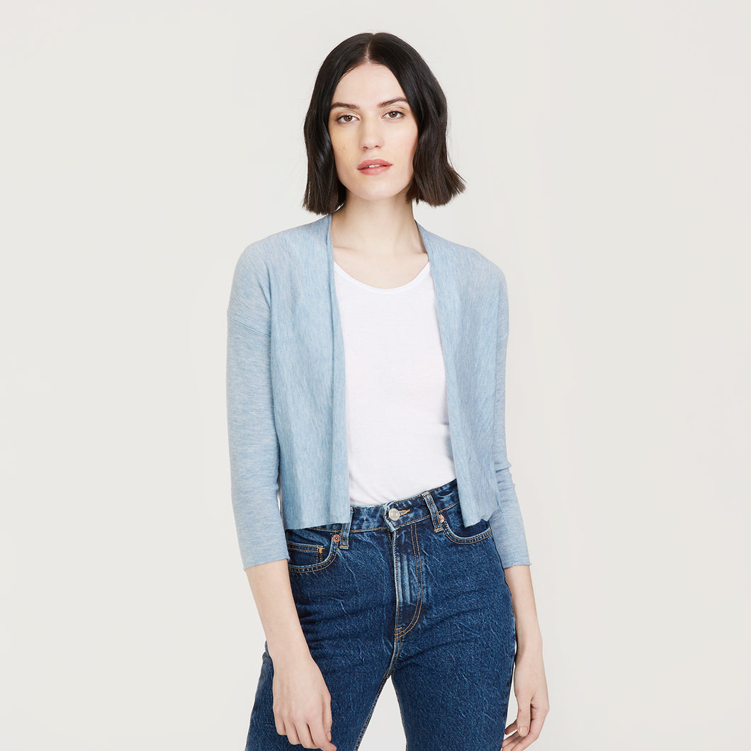 Women’s Crop Cardigan in Workwear Blue by Autumn Cashmere