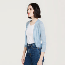 Load image into Gallery viewer, Women’s Crop Cardigan in Workwear Blue by Autumn Cashmere