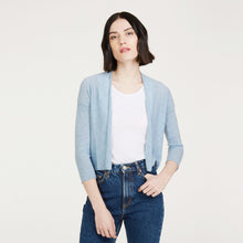 Load image into Gallery viewer, Women’s Crop Cardigan in Workwear Blue by Autumn Cashmere
