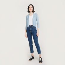Load image into Gallery viewer, Women’s Crop Cardigan in Workwear Blue by Autumn Cashmere